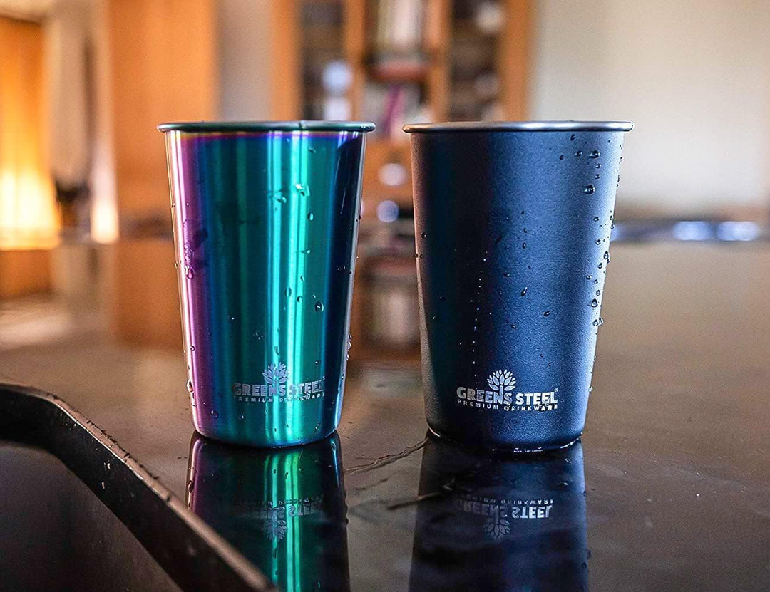 Greens Steel Edelstahl Kinderbecher - Regenbogen, 300ml I Premium Trinkgläser I Plastikfrei I Stapel