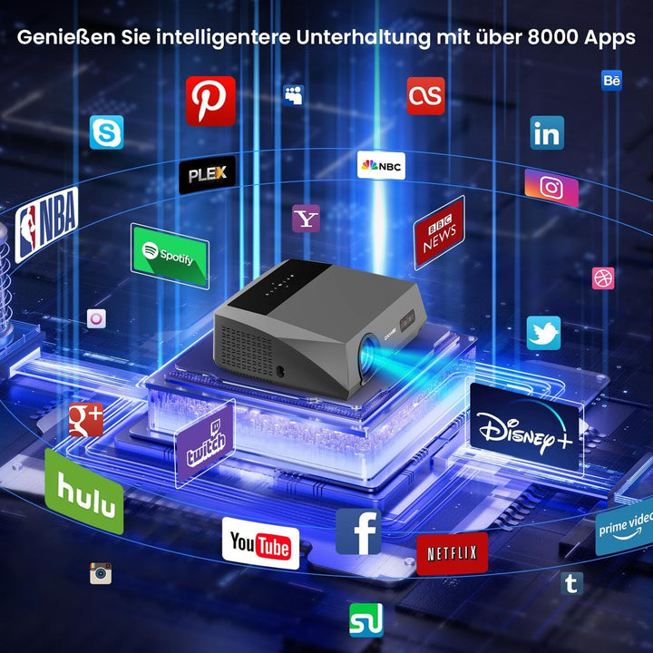 Beamer 4K Heimkino 2300 ANSI Tageslicht Beamer mit WiFi6, Bluetooth5.2, Autofokus Full HD LED Smart