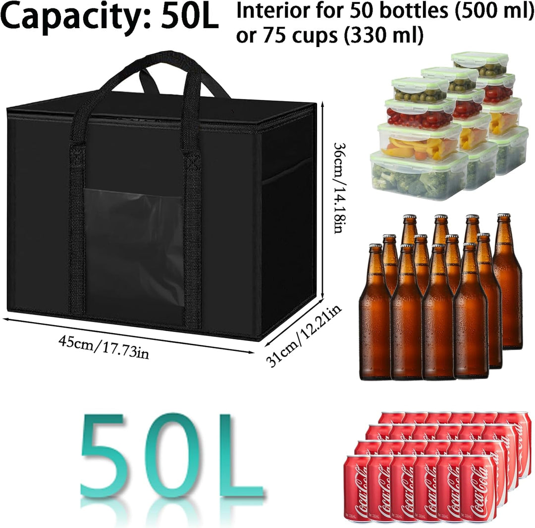 Gross Kühltasche Faltbar 50L Isoliertasche Kühlbox Kühlkorb für Essen, Gross Picknicktasche Thermota