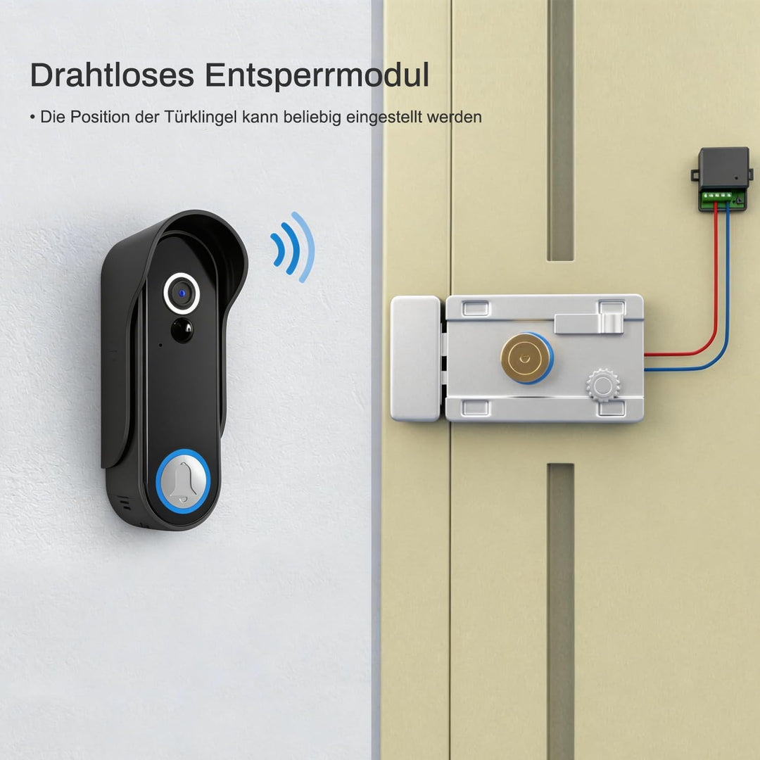 WLAN Kabellose Video Türsprechanlage mit 7 Zoll 1080p Touchscreen, Bewegungserkennung, Zwei-Wege Aud