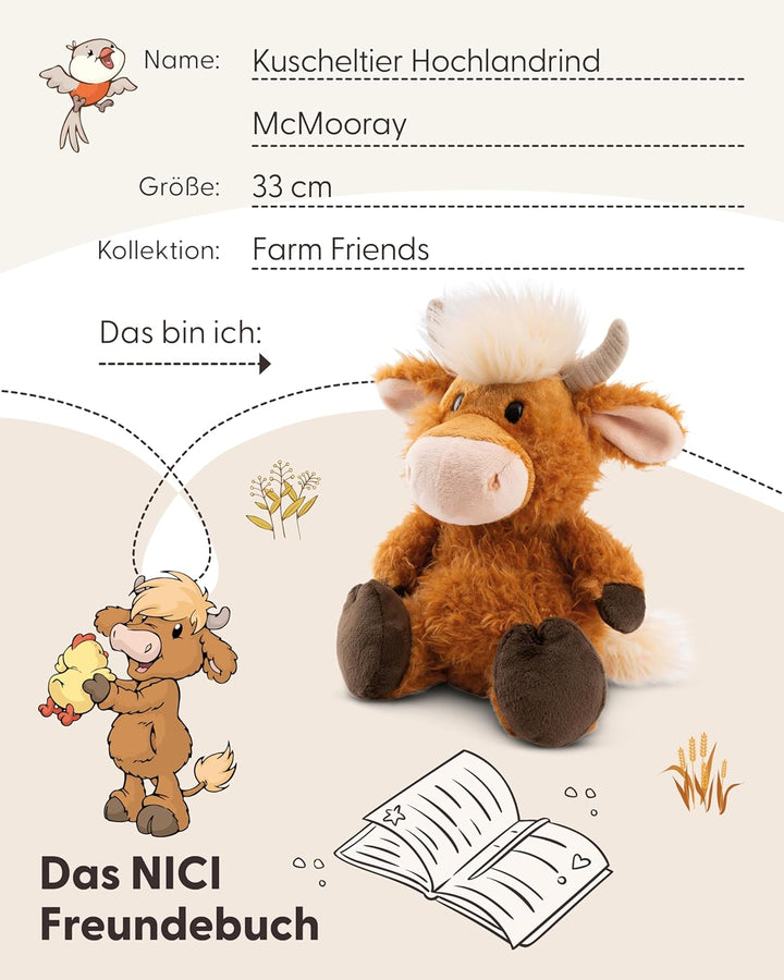 NICI Kuscheltier Hochlandrind McMooray 33cm braun - Stofftier aus weichem Plüsch, niedliches Plüscht