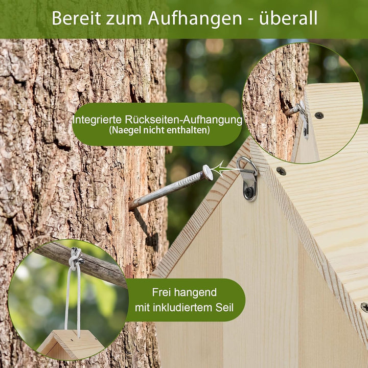 Vogelhaus Bausatz aus unbehandeltem Holz – Vogelhaus zum Bemalen für Kinder, Nistkasten & Futterstat