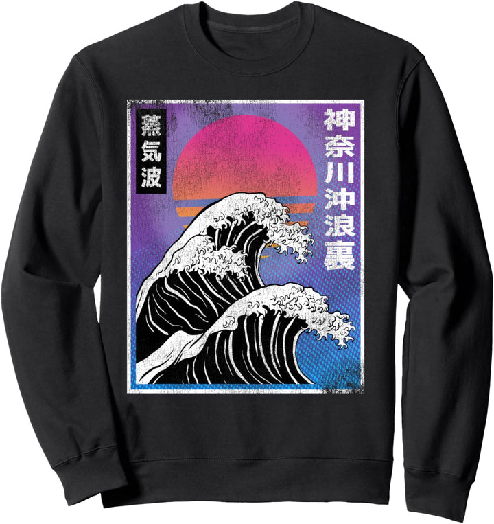 Japanische Vaporwave Ästhetische 90er Jahre Kunst Kanagawa Wave 80er Jahre Sweatshirt