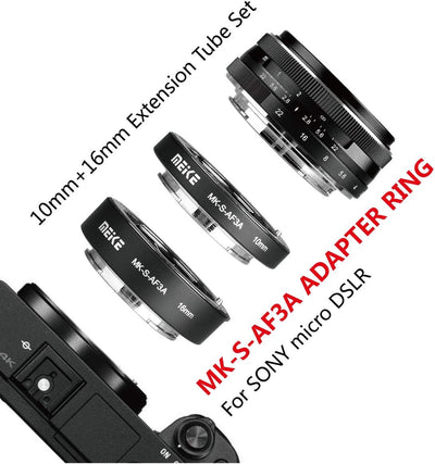 Meike MK-S-AF3A Metall Autofokus Makro Verlängerung Adapter für Sony E-Mount Ring 10mm 16mm Kamera d