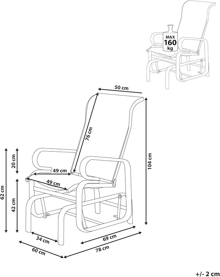 Moderner Garten-Schaukelstuhl braun aus Aluminium Polyester Bespannung Borgio