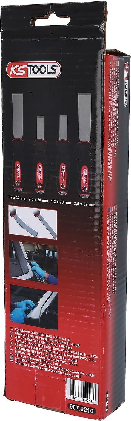 KS Tools 907.2210 EDELSTAHL Schabmeissel-Satz, 4-tlg.