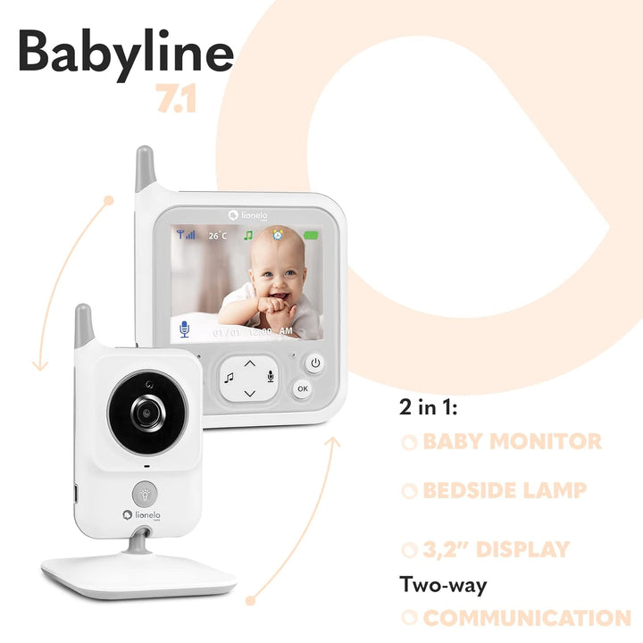 LIONELO Babyline 7.1 Babyphone mit Kamera und Empfänger, Reichweite bis zu 260 m, Kommunikation in b
