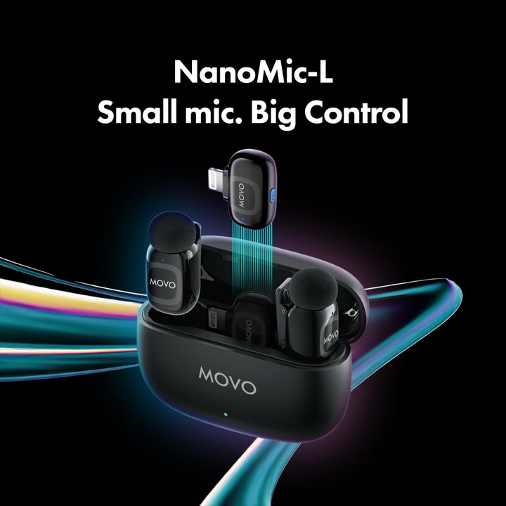 Movo NanoMic Dual Lightning Wireless Mikrofon für iPhone 14 und darunter - Lavalier-Mikrofon für iPh