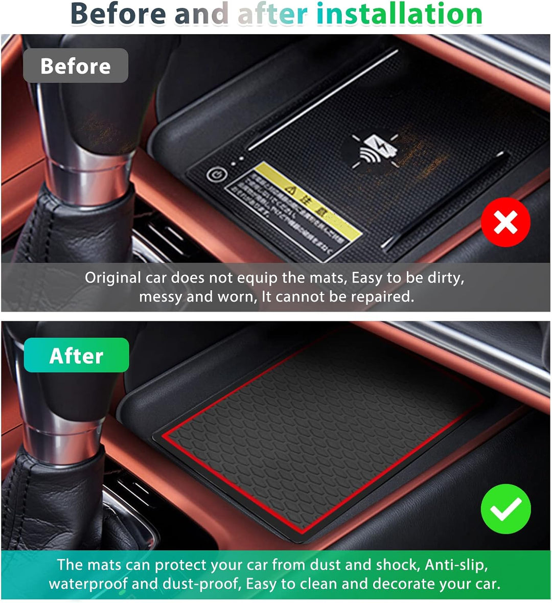 GAFAT Kompatibel mit Honda HR-V 2022 2023 Antirutschmatten, HRV 2022 Gummimatten, Mittelkonsole Getr