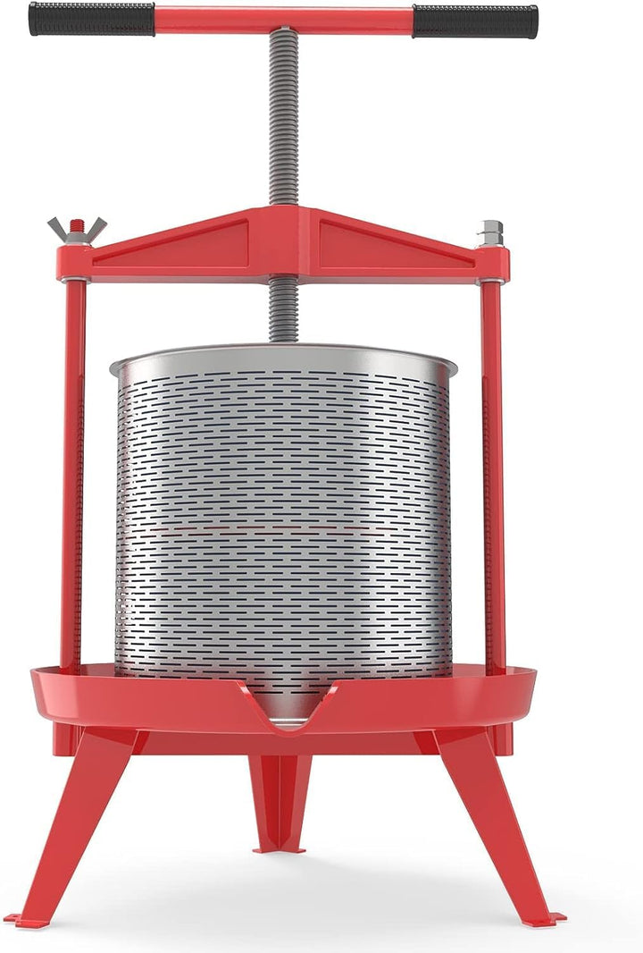 Spindel Obstpresse Apfelpresse Fruchtpresse 14 L aus Edelstahl mit T-Griff für Selbst Gemachten Natü