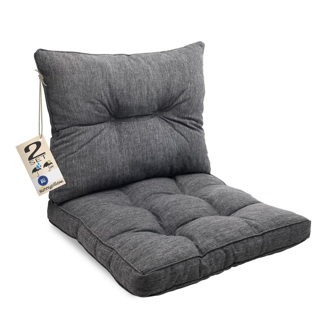 sunnypillow Polster für Gartenmöbel - 2er Set : Sitzkissen 60 x 60 cm + Rückenlehne 60 x 40 cm - Gar