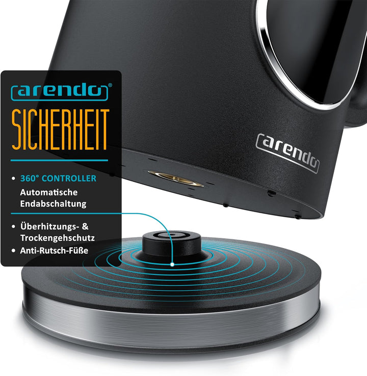Arendo - digitaler Wasserkocher mit Temperatureinstellung - Edelstahl - Doppelwand Design Cool Touch