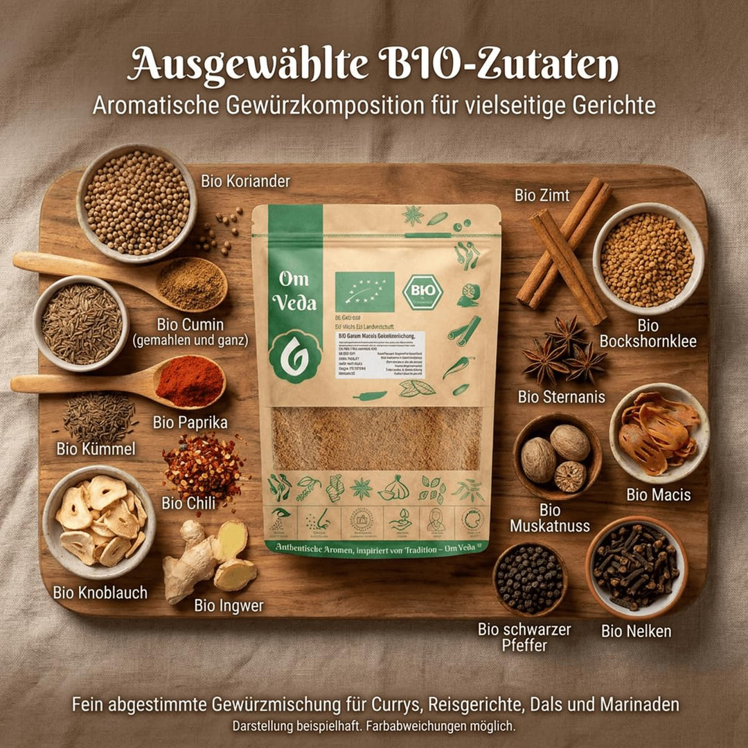 BIO Garam Masala Gewürzmischung 500g | Premium Gewürzmischung für Currys, Eintöpfe, Chutneys, Marina
