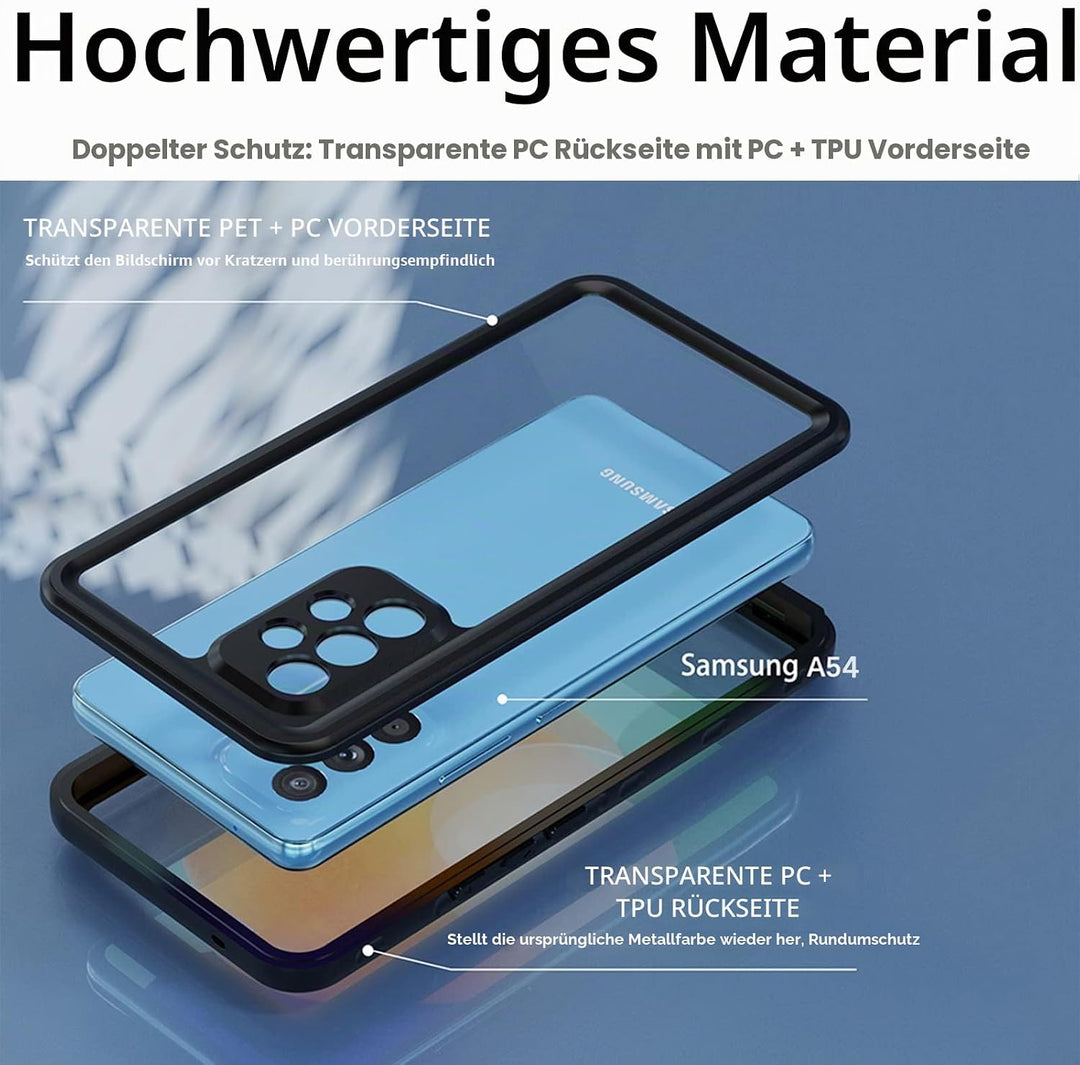 Miimall IP68 Wasserdicht Handyhülle Kompatibel mit Samsung Galaxy A54 Hülle, Galaxy A54 Hülle mit Di