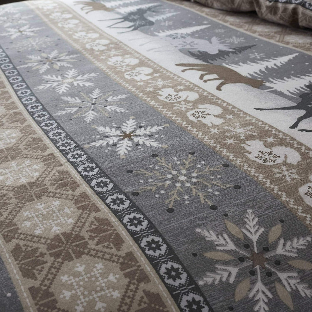 Happy Linen Company Bettwäsche-Set mit nordischem Motiv - warm &amp; wendbar - 100% angeraute Baumwolle