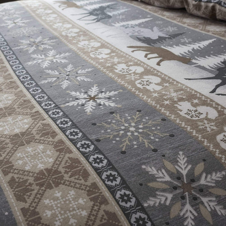 Happy Linen Company Bettwäsche-Set mit nordischem Motiv - warm &amp; wendbar - 100% angeraute Baumwolle