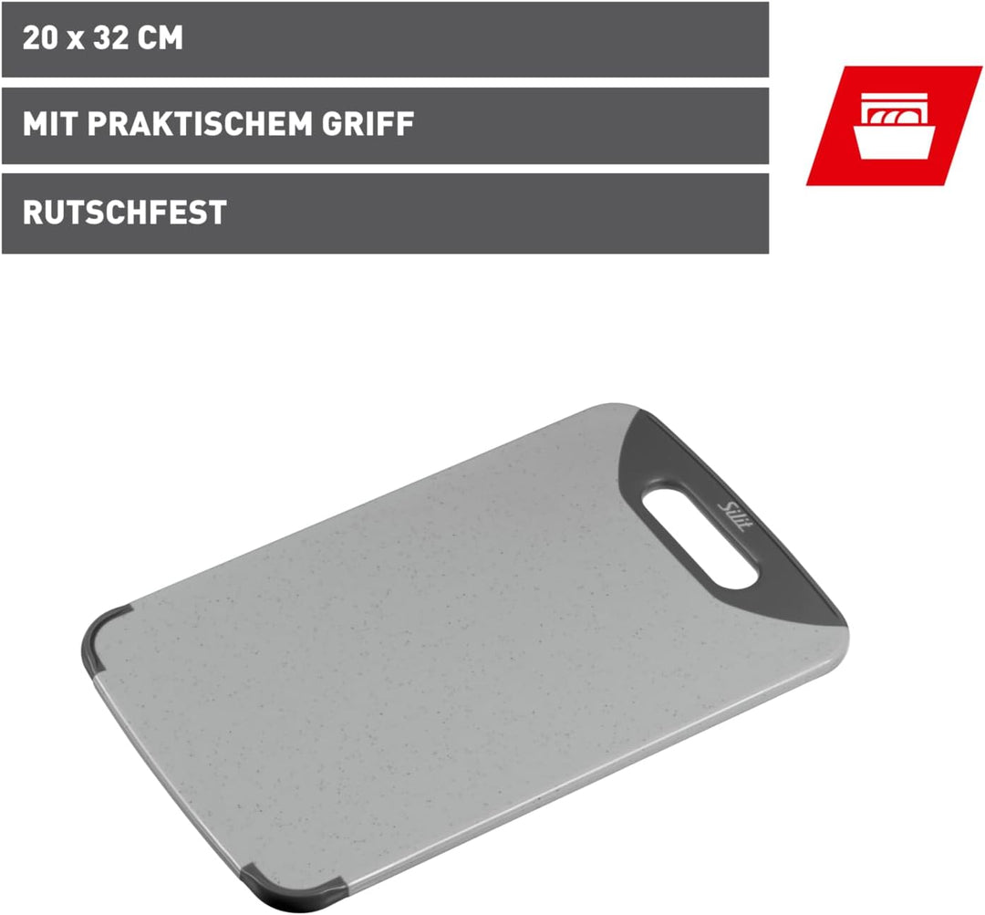 Silit Schneidebrett 32 x 20 cm, rechteckig, Kunststoff, praktischer Griff, spülmaschinengeeignet, kl