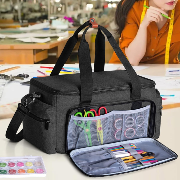 Luxja Nähen Organizer Tasche für Nähzubehör und Nähmaschine Zubehör, NUR Tasche, OHNE ZUBEHÖR Schwar
