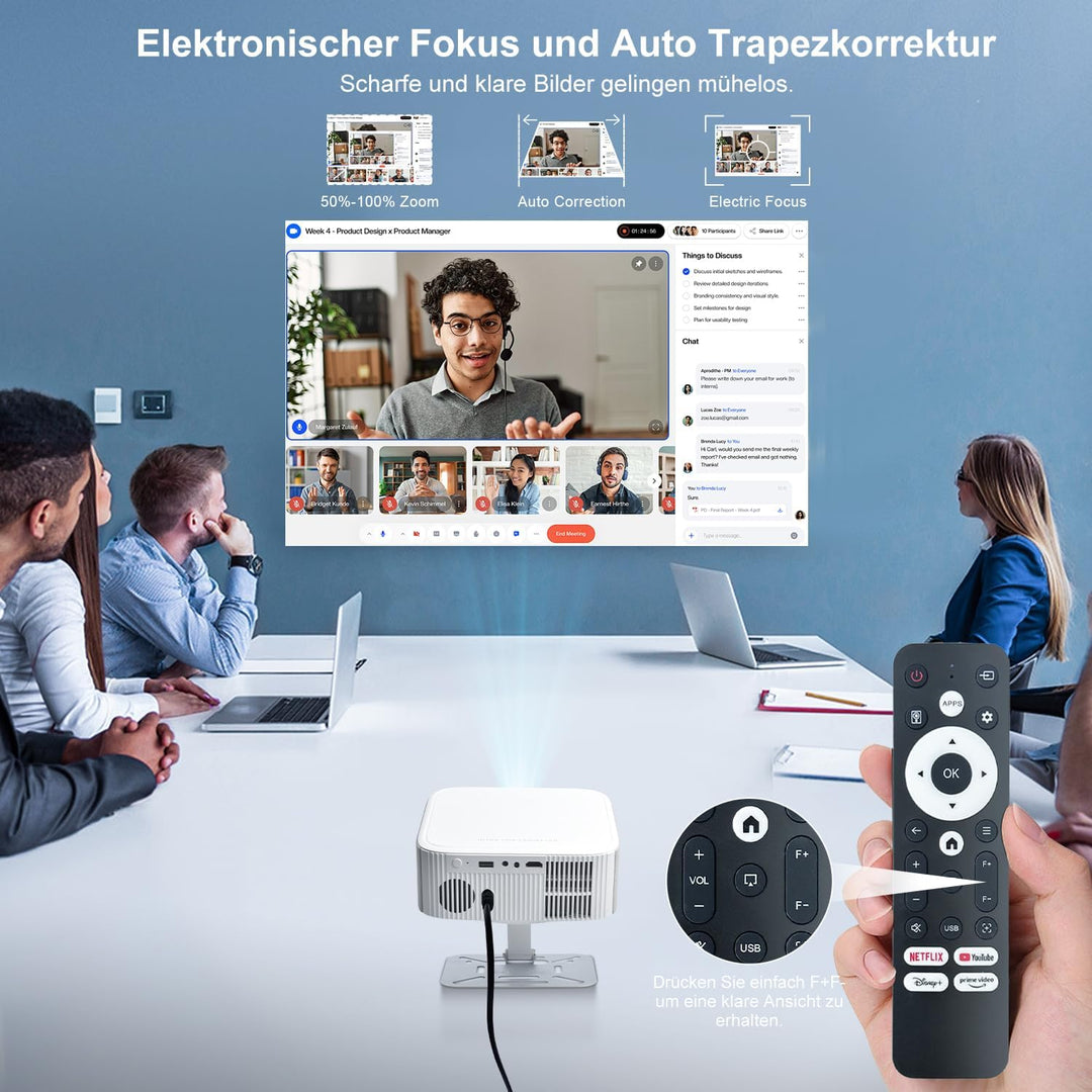 Salange Beamer Unterstützt 4K [Native 1080P |Integrierte App| Android 14], Smart Beamer mit WiFi6 un