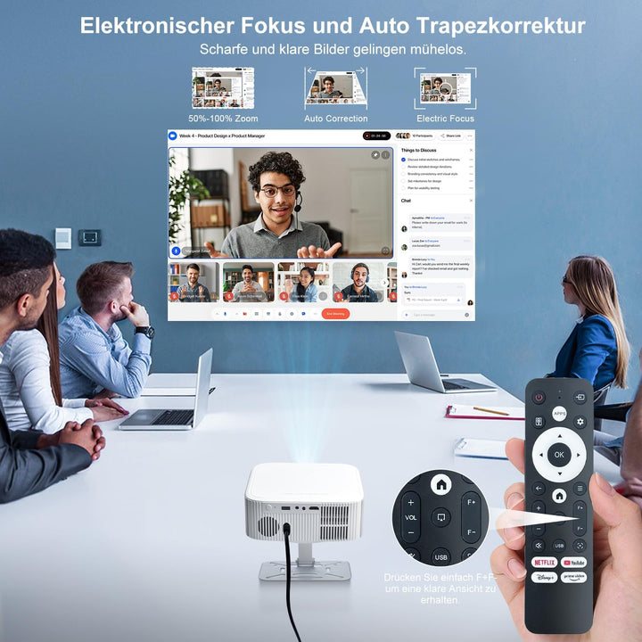 Salange Beamer Unterstützt 4K [Native 1080P |Integrierte App| Android 14], Smart Beamer mit WiFi6 un