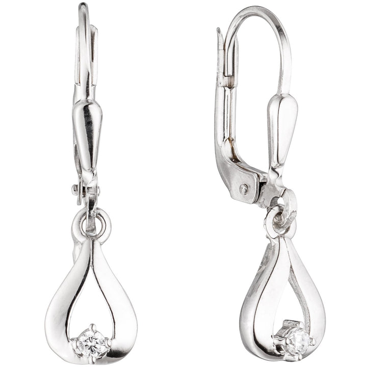 JOBO Damen-Ohrhänger Tropfen aus 333 Weissgold mit Zirkonia