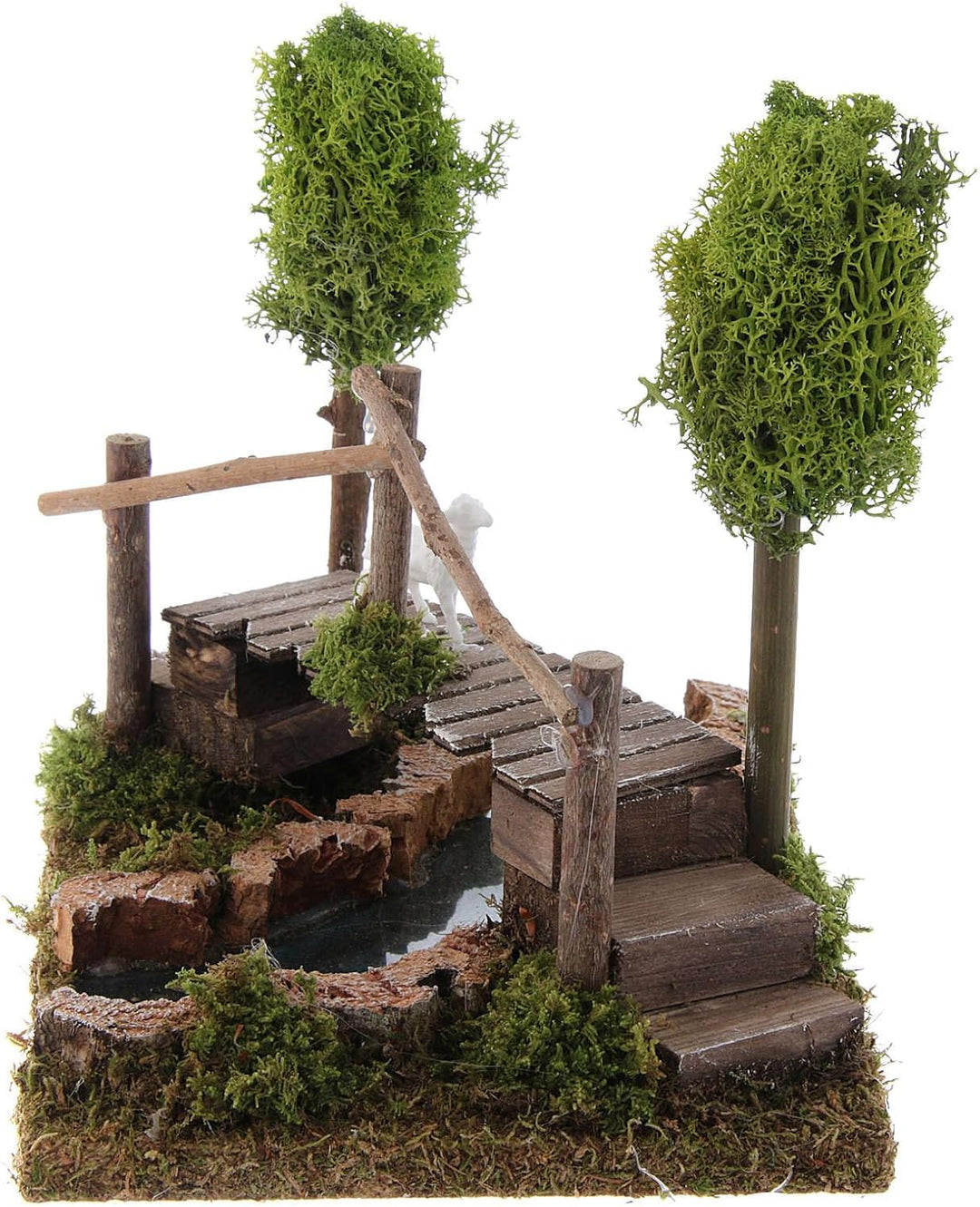 Holyart Fluss mit Brücke und Flechtebäumen: Krippenszene
