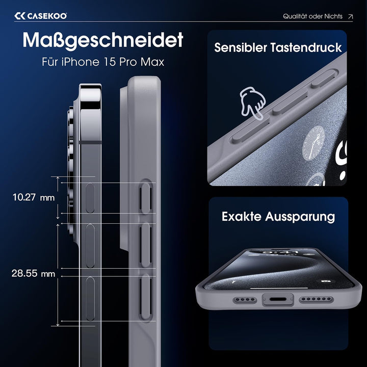 CASEKOO 2025 Neu für iPhone 15 Pro Max Hülle [Unzerstörbarer Militärschutz] (Stossfeste Kratzfeste A