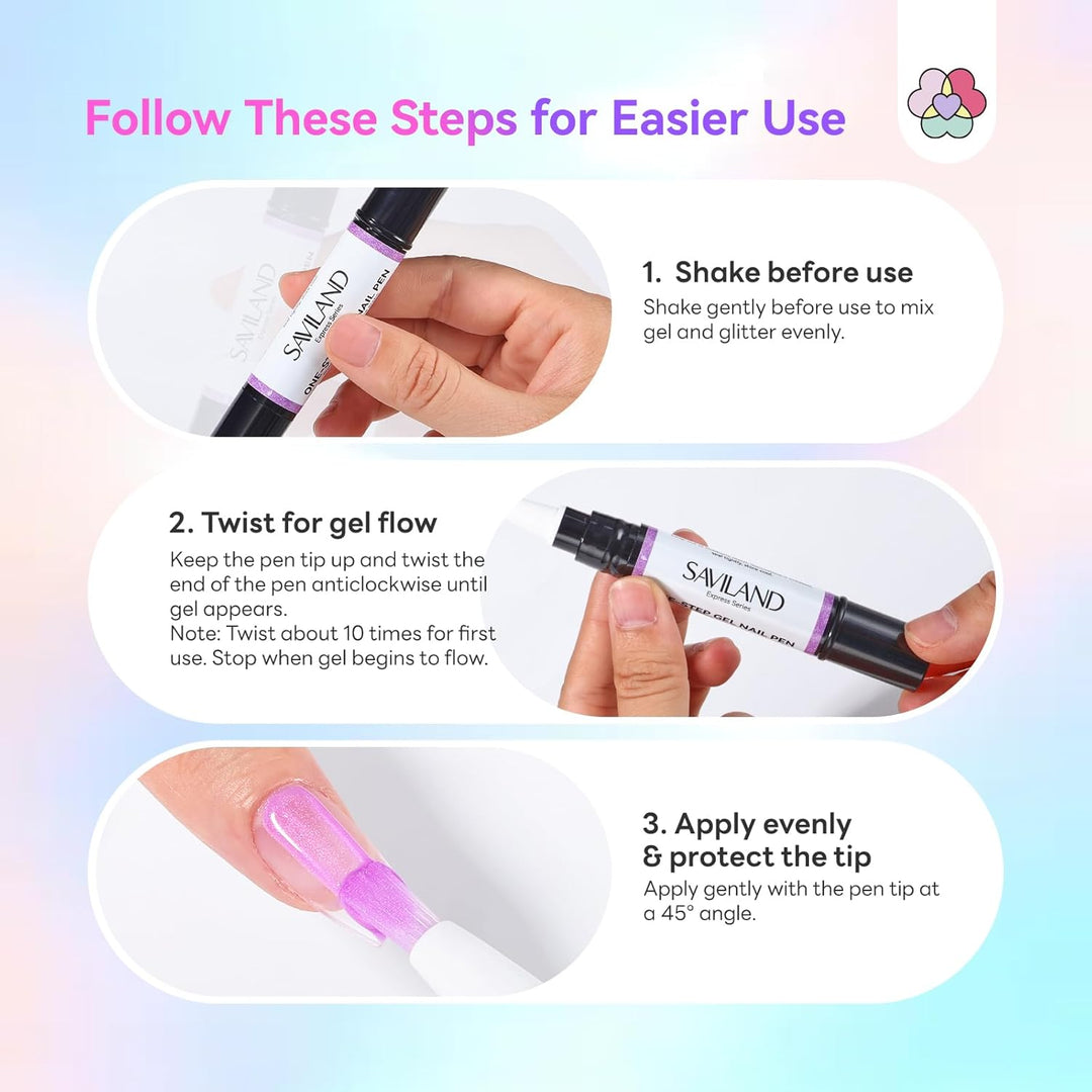 SAVILAND One Step Gel Nagellackstifte Set: 6 Farben Nagellackstift Schnelltrocknend, 3 In 1 Nagelkun