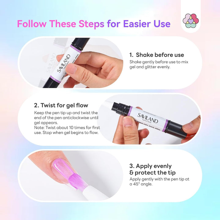SAVILAND One Step Gel Nagellackstifte Set: 6 Farben Nagellackstift Schnelltrocknend, 3 In 1 Nagelkun
