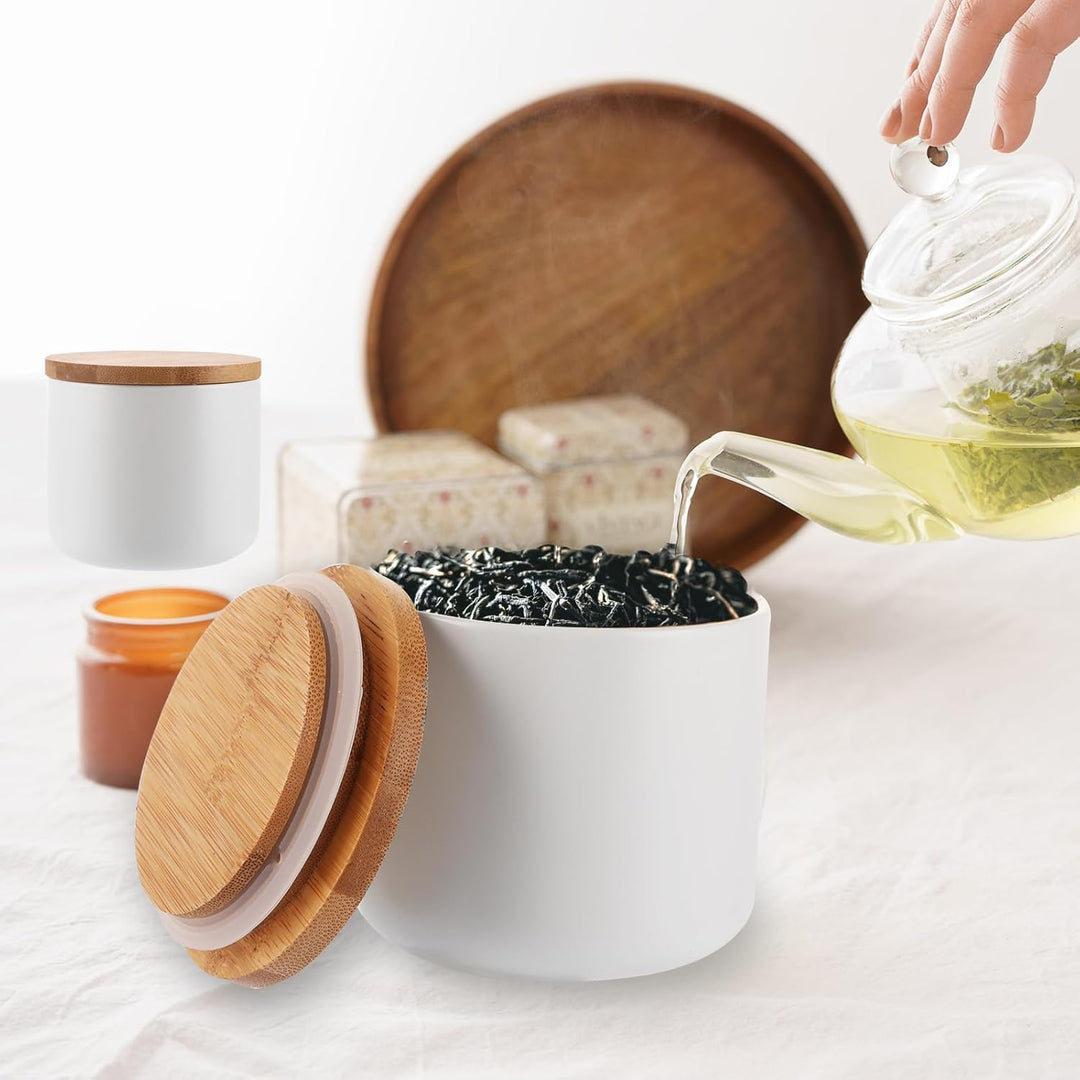 3er Set Keramikdose mit Deckel 260ml/9 oz Keramik Zuckerdose mit Deckel Weiss, Gewürzdosen Keramik,