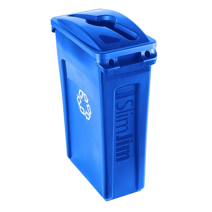 Rubbermaid Commercial Products Slim Jim Commingle Lid for Paper/Bottles/Cans - Blue blau für Slim-Ji