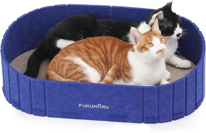 FUKUMARU Kratzbrett für Katzen, 61 cm Kratzpappe in Sofa-Form, Umkehrbares Katzenbett, runde Kratzpa
