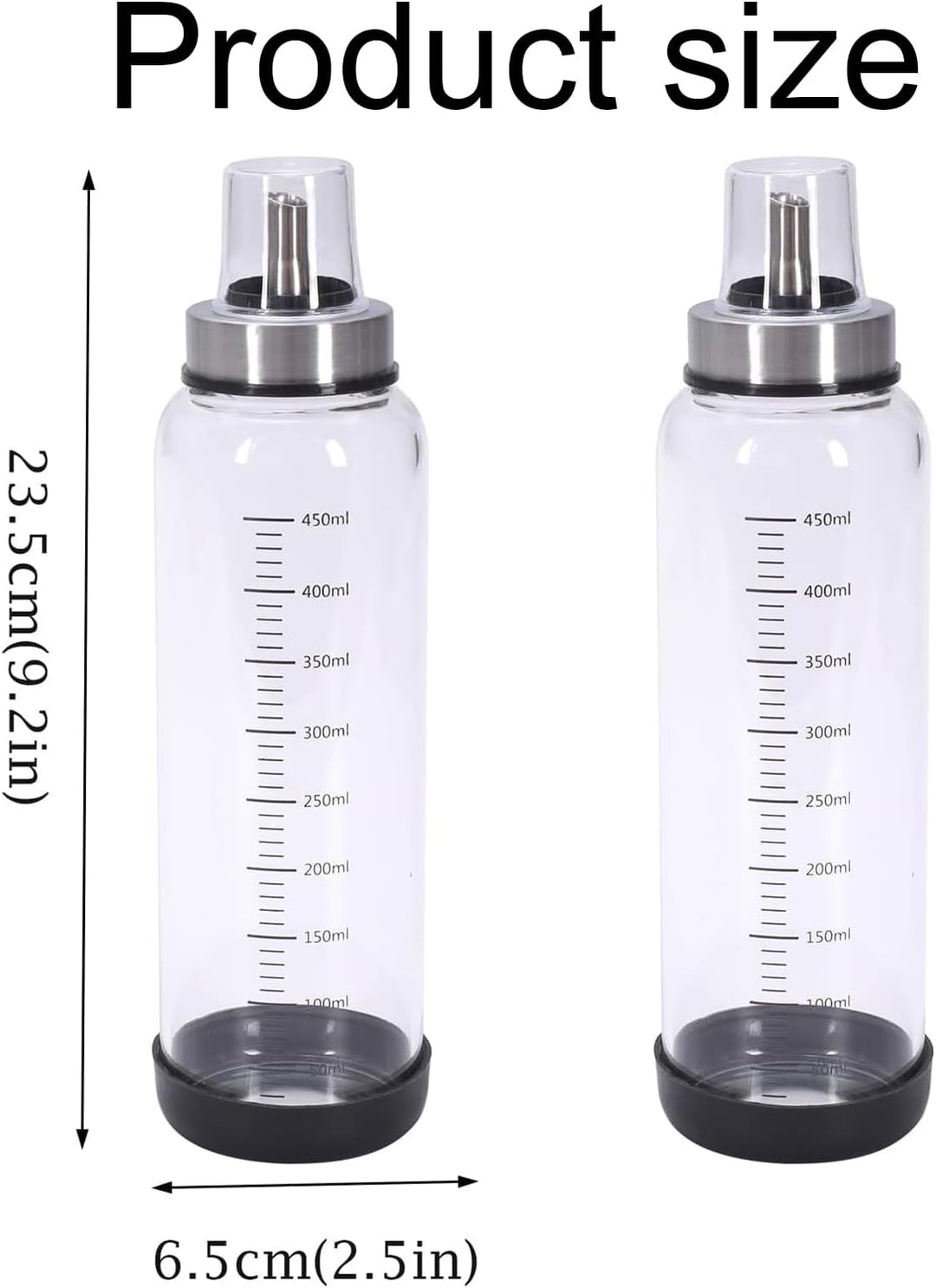 Salatdressing Shaker aus Glas 450 ml 2er Set, Dressingshaker mit Edelstahl Ausgiesser Tropffrei, Sau