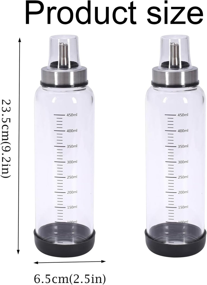 Salatdressing Shaker aus Glas 450 ml 2er Set, Dressingshaker mit Edelstahl Ausgiesser Tropffrei, Sau