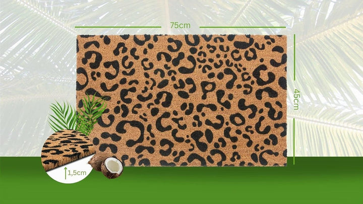Hanse Home Kokos Fussmatte für Innen - Schmutzfangmatte Natur, Kokosmatte Leopardenmuster, Fussabtre