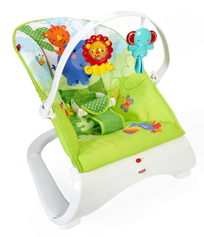 Fisher-Price CJJ79 Comfort Curve Wippe Babyschaukel und Sitz mit, ab nehmbarem Spielbügel inkl. Tier