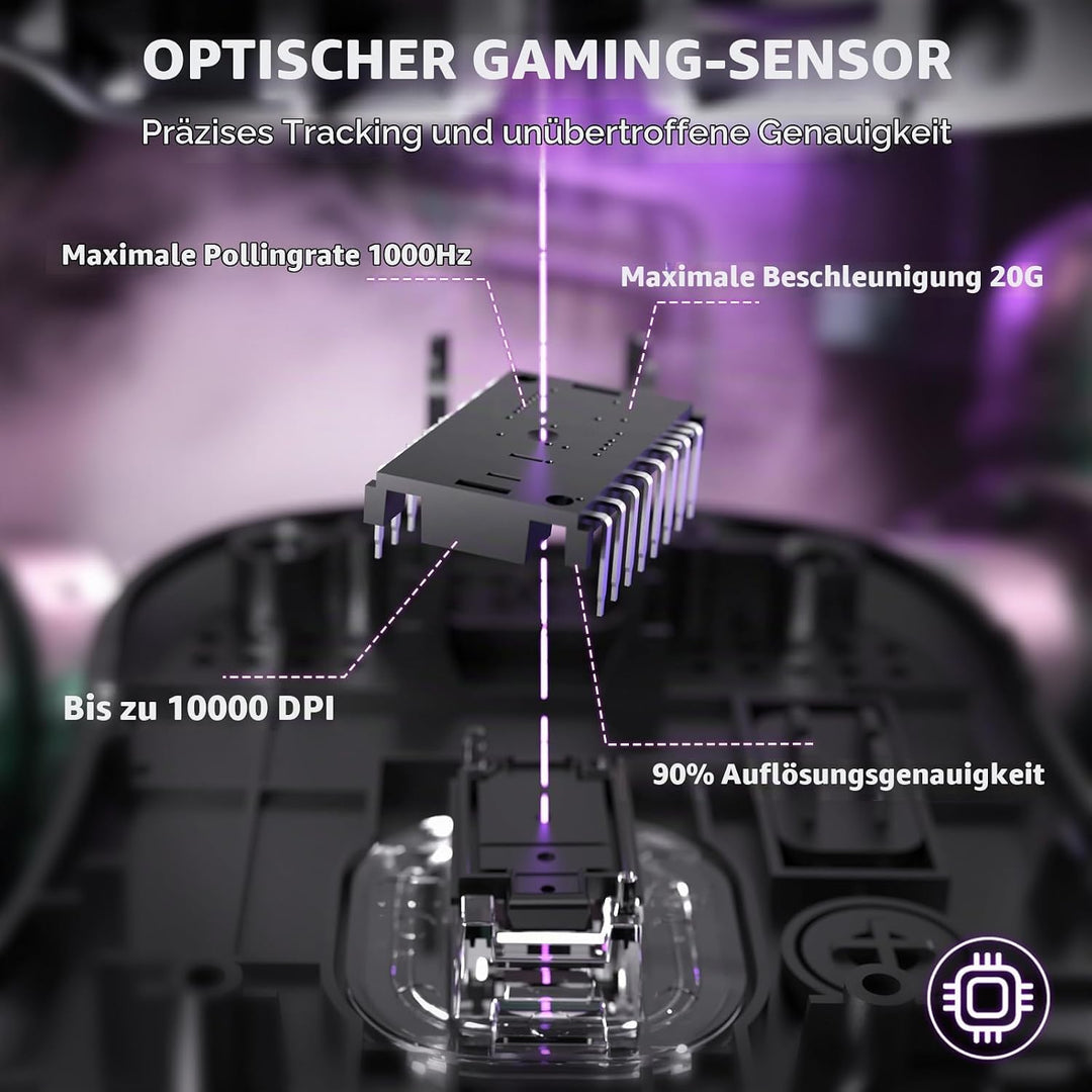 LexonElec HXSJ T700 Ultra-Light Wireless Gaming Mouse, Ergonomischer Formfaktor für Rechtshänder, BT
