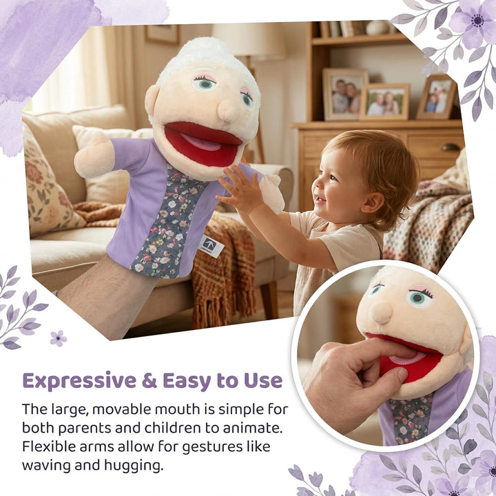 LOMTRATS Familie Handpuppen für Kinder, beinhaltet Opa, Oma, Papa, Mama, Tochter, Sohn mit beweglich