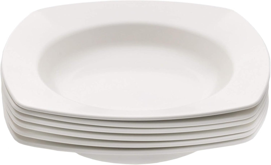 6 Stück Set Kunststoff Mehrweg Suppenteller cremeweiss 20cm (Made in Germany/bruchfest/BPA frei/Spül