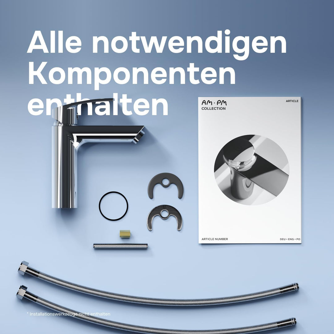AM.PM Play Einhebel-Waschtischarmatur, Wasserhahn Bad Chrom für Waschbecken, Höhe 147mm, Einhandmisc