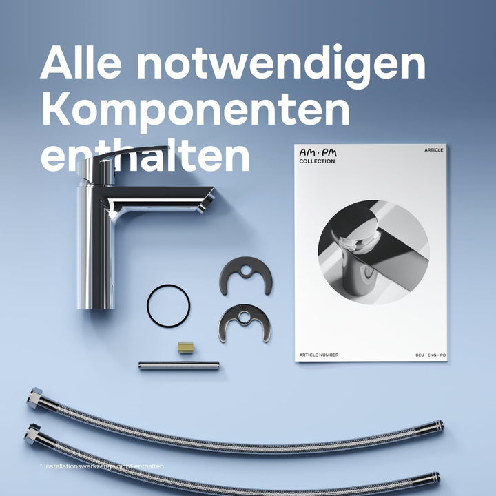 AM.PM Play Einhebel-Waschtischarmatur, Wasserhahn Bad Chrom für Waschbecken, Höhe 147mm, Einhandmisc