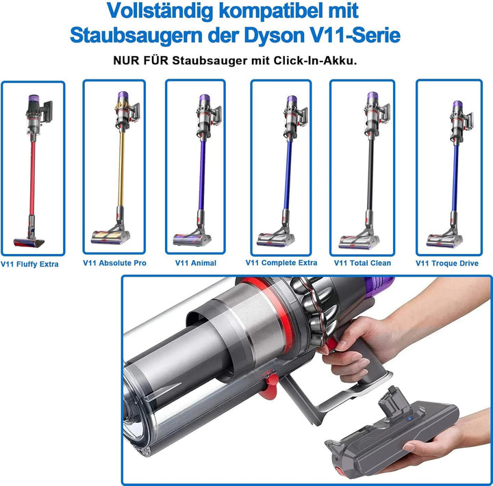 KUNLUN V11 Ersatzakku für Dyson V11 V15 Click in Li-ion Akku 3900mAh Kompatibel mit Dyson SV15 SV16