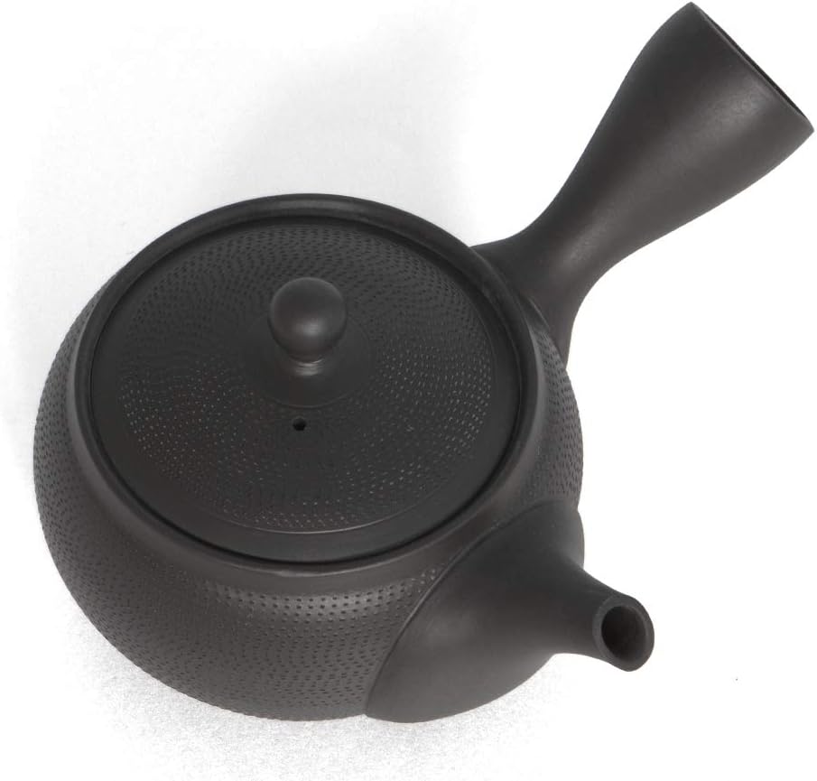 NAOKI TAKEMOTO - Japanische Tee-Kanne Tsuba Maruba. Schwarz, Tokoname Ton, Handmade auf der Töpfer-S