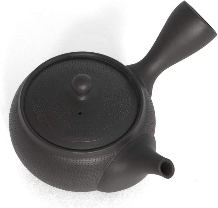 NAOKI TAKEMOTO - Japanische Tee-Kanne Tsuba Maruba. Schwarz, Tokoname Ton, Handmade auf der Töpfer-S