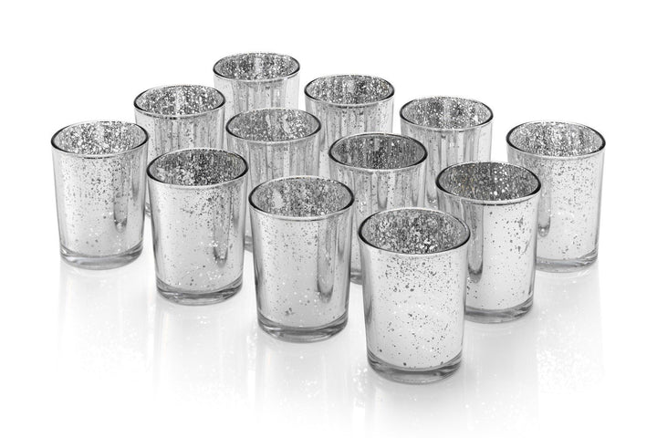Artis Mercury Glas Votive Kerze Teelichthalter 2.75 "H Set von 12 Speckled Silber für Hochzeiten, Pa