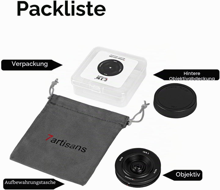 7artisans 18mm F6.3 II M43 Mount Geeignet,Ultradünnes APS-C Prime Objektiv,58g,0.3M Fokus Entfernung
