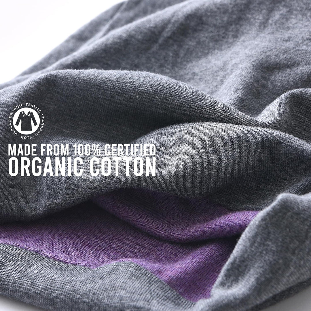 CHARM Bio-Baumwolle Multifunktionstuch Stirnband - Beanie Loop Schal Halstuch Dunkelgrau & Lila, Dun