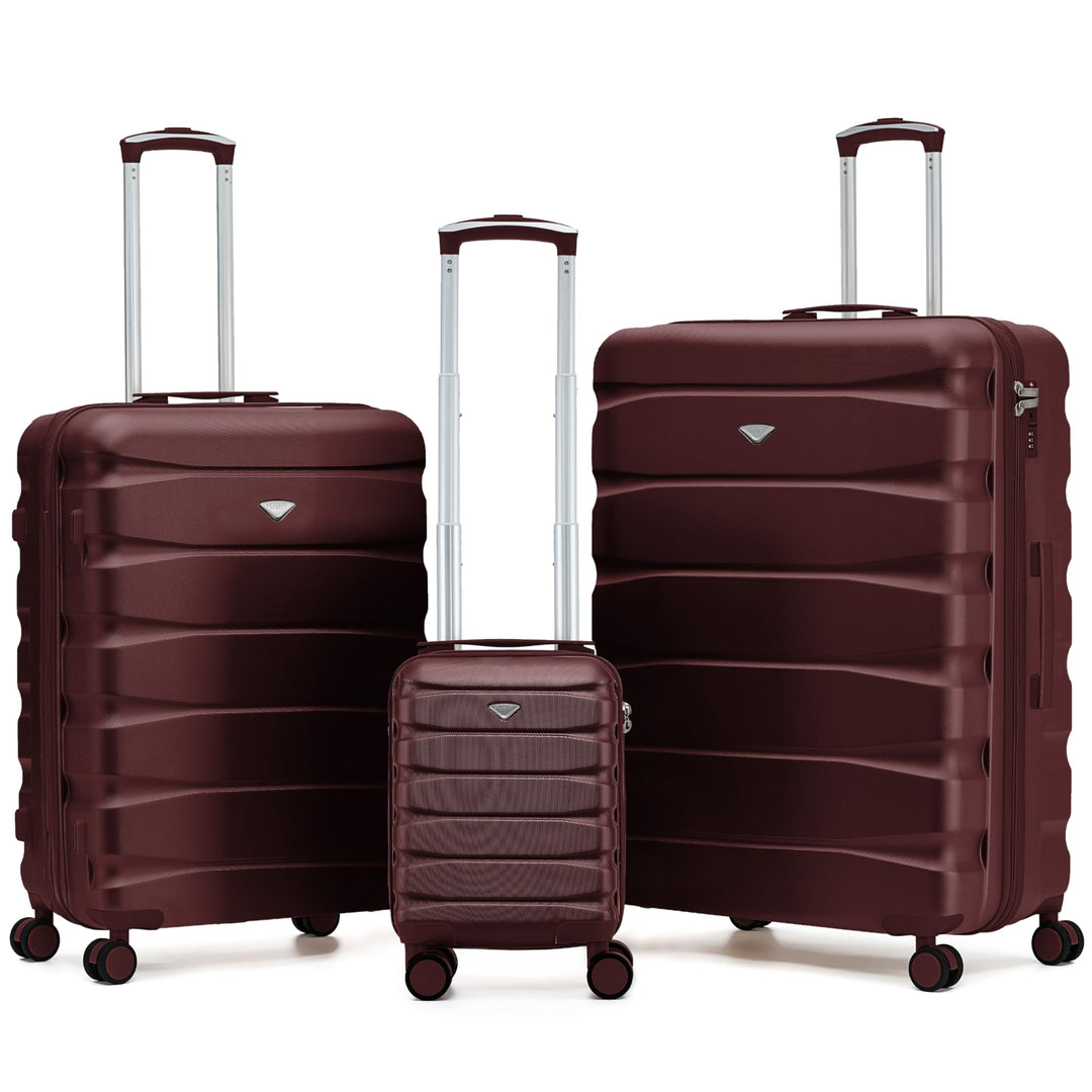 Flight Knight 3er-Set Mittelgross und Gross Leichte 4-Rad-abs-hartschalenkoffer Handgepack, Zugelass