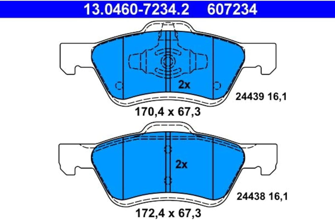 ATE 13.0460-7234.2 Bremsbelagsatz, Scheibenbremse