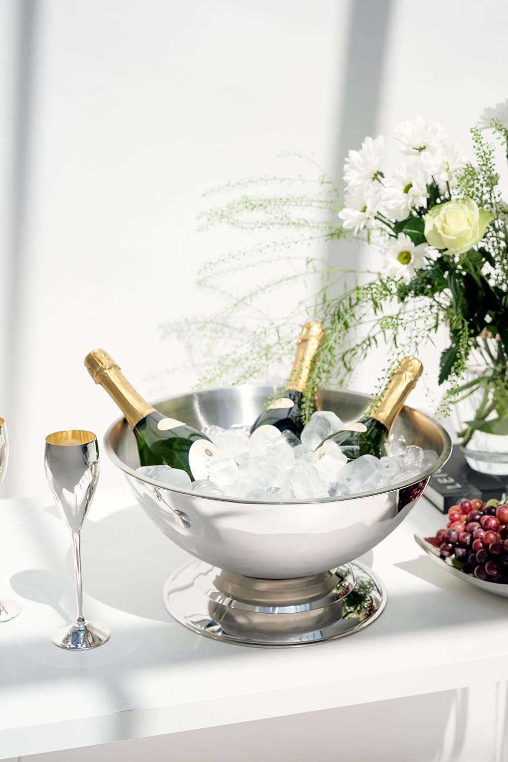 EDZARD Champagner Kühler Cara (Ø 40 cm, gross) aus Edelstahl - Flaschenkühler, Sektkühler - Getränke